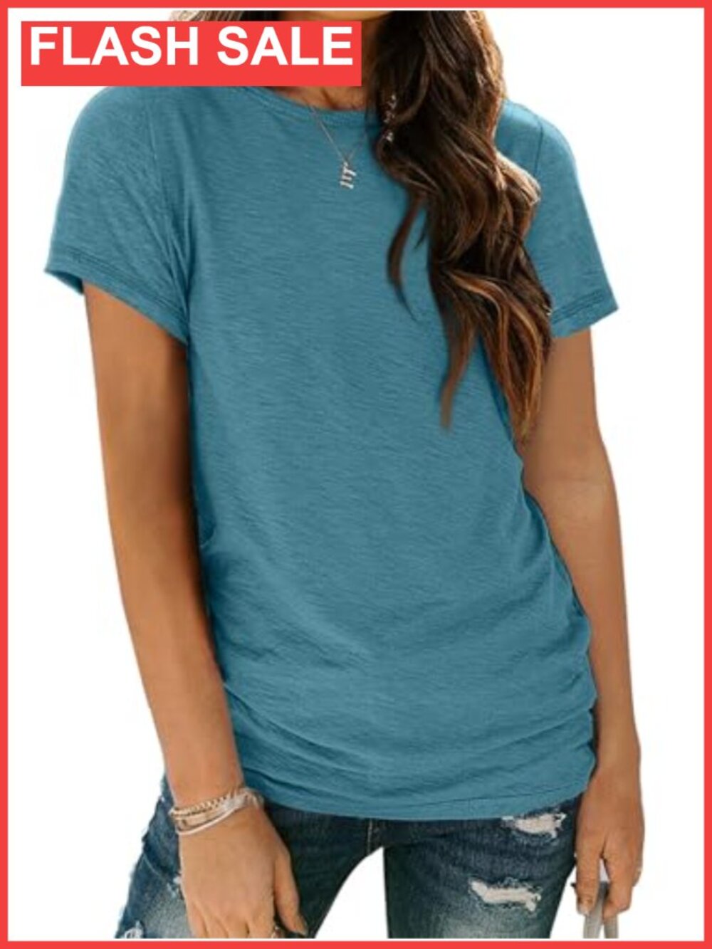 Women's Short Sleeve Crewneck Tee Polyester Rayon Spandex Stretch Basic Top